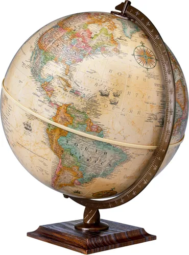 Vista 2 de Replogle World Classic Globe fácil de montar, globo mundial de escritorio de 12 pulgadas para decoración de escritorio del hogar u oficina, alivio