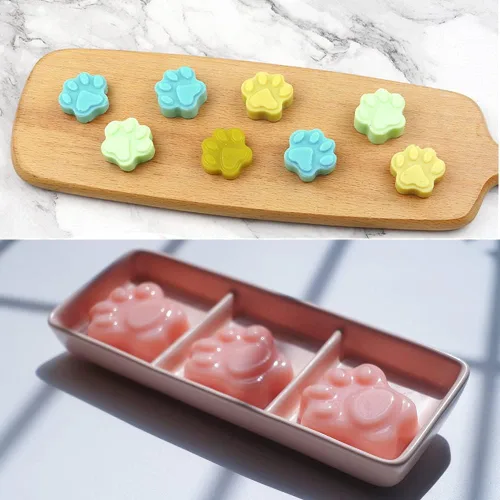Vista 5 de 4 moldes de silicona para huellas de patas, molde reutilizable de 10 cavidades para perros, gatos, animales, patas, dulces, chocolate, galletas