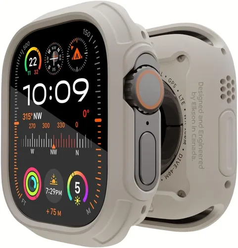Vista 13 de elkson para Apple Watch Ultra de 49mm Series 3/2/1 Estuche con Parachoques y Protector de Pantalla de Vidrio Templado, Serie Quattro Max Resistente