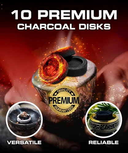 Comprimidos de carbón para incienso - Tabletas de carbón de luz rápida - Rollos de carbón de 1.299 in - Paquete de 10 briquetas de carbón - Quemado