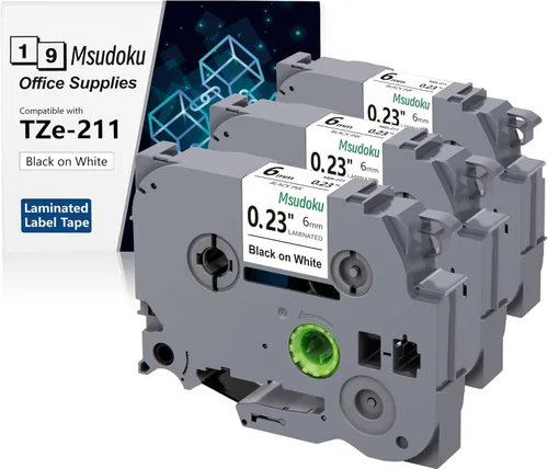 Vista 24 de 12 mm 0.47 Cinta laminada negra sobre azul compatible para Brother P Touch, cinta TZe-531 TZe531 Tze Tz para PT D200 D210 D220 D400 Cube, 1/2