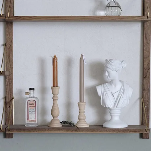 Vista 5 de Portavelas de madera para velas de pilar, estilo bohemio rústico sin terminar, soporte alto para chimenea o mesa de comedor, 6.69 pulgadas