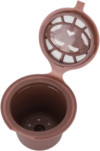 Vista 7 de 3 cápsulas de café reutilizables con filtro de cápsulas recargables para uso doméstico, color marrón, compatible con máquinas estándar