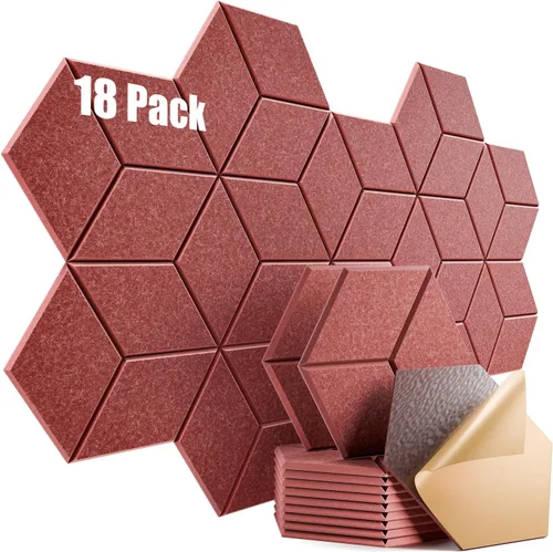 Vista 151 de Paquete de 12 paneles acústicos autoadhesivos de 12 x 10 x 0.4 pulgadas, paneles de espuma a prueba de sonido con alta densidad, diseño forrado