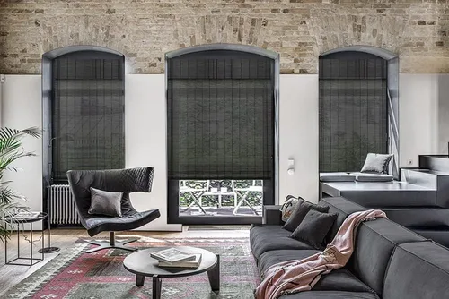 Vista 3 de LETAU cortinas de madera para ventanas con cenefa, filtran la luz