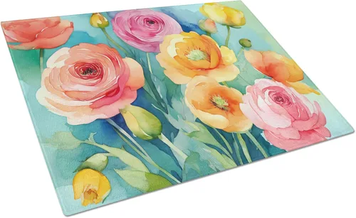 Vista 33 de Caroline's Treasures DAC1545LCB Anémonas en acuarela Tabla de cortar de vidrio grande decorativa de vidrio templado tabla de cortar y servir tabla