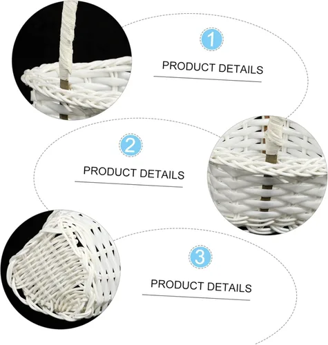 Vista 7 de Cesta de ratán de 18 piezas, cesta tejida de plástico, cesta de estilo rural, cesta de tela a cuadros con asa, cesta de paja, cesta