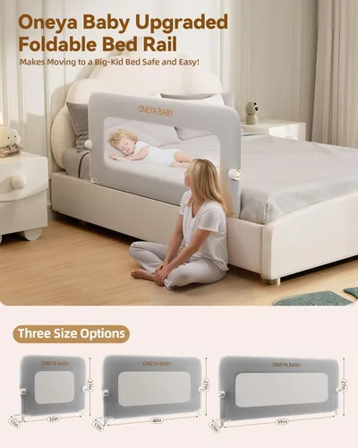 Vista 8 de Barandilla protectora para cama de bebé, riel de cama de 48 pulgadas de grosor para niños pequeños, barandillas laterales de seguridad extraaltas