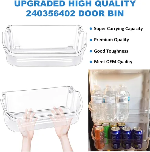 Vista 4 de [PAQUETE DE 2] Pieza de Repuesto MEJORADA 240356402 para Compartimento de Puerta de Refrigerador, Compatible con Estante de Puerta de Refrigerador