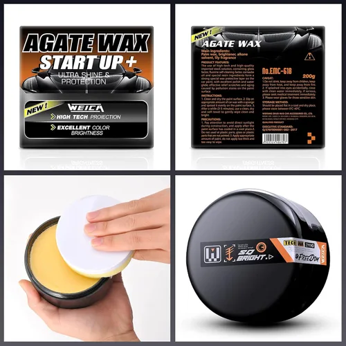 Vista 7 de Cera en pasta de carnauba con refuerzo cerámico - Protección de triple capa, repelente de polvo y brillo profundo (200g con aplicador)