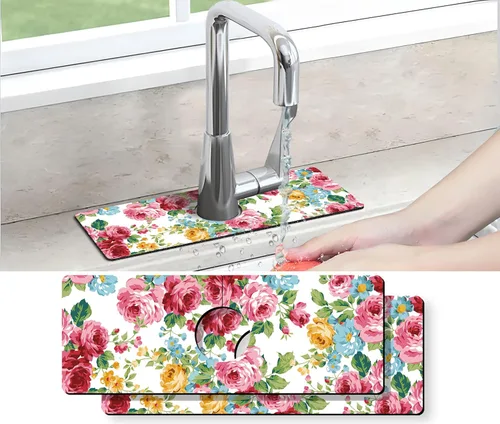 Vista 14 de Protector contra Salpicaduras para Fregadero de Cocina Tapete para Grifo Tapete Súper Absorbente de Secado Rápido Accesorios para Fregadero