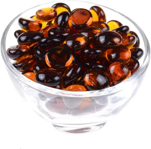 Vista 2 de KINGOU Gemas de vidrio planas/mármoles/piedras/cuentas para relleno de jarrón, dispersión de mesa, juegos - 1 libra