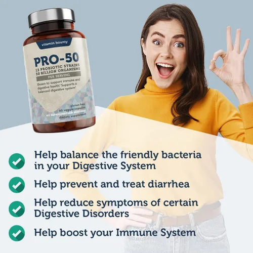 Vista 3 de Vitamin Bounty Pro-50 Probiotics and Women's Probiotic & Prebiotic Bundle - BV Defense & pH Balance, 13 cepas probióticas, salud intestinal, salud