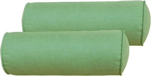 Vista 12 de Juego de 2 almohadas cilíndricas lumbares redondas para interiores y exteriores, 16 x 6 pulgadas, color beige
