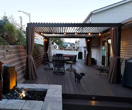 Vista 21 de Domi Pérgola con Persianas 10 x 10 pies, pérgola de aluminio para exteriores con persianas ajustables, marco de aluminio completo, sistema