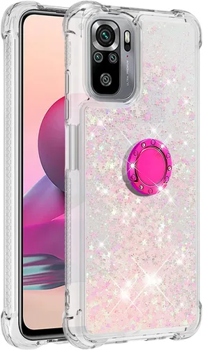 Vista 13 de Funda a prueba de golpes para Xiaomi Redmi Note 10S/Note 10 4G, brillante brillante corazón de diamante arco iris arena movediza transparente TPU