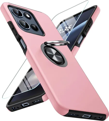 Vista 15 de JAME Funda para Moto G Stylus 2025, doble capa de protección de grado militar a prueba de golpes con soporte de anillo portátil atril, funda