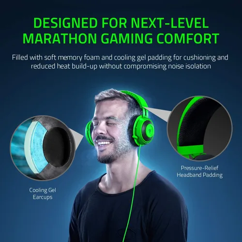 Vista 5 de Razer Kraken Tournament Edition THX 7.1 Auriculares de sonido envolvente para juegos: micrófono retráctil con cancelación de ruido - USB DAC