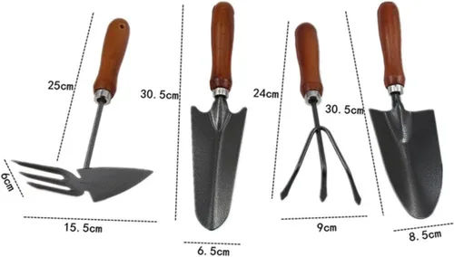 Vista 2 de NUOBESTY 4pcs Thickened Mini Iron Shovel Garden Tool Set with Handles Planting and Weeding Spade Kit for Seedling Transplanting and Cultivating
