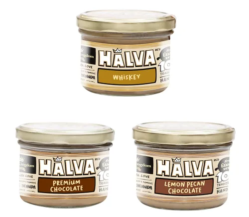 Vista 3 de Halva Kingdom - Postre vegano Halva sin azúcar de sésamo abierto Ingredientes saludables, sin gluten, certificado Kosher I Gift Set I Caja