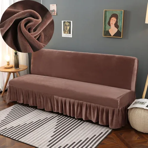 Vista 27 de IMYOGI Fundas de sofá de alta elasticidad sin brazos con falda, funda elástica ajustable de color sólido, protector de muebles para niños, mascotas
