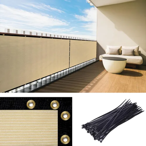 Royal Shade Pantalla de Privacidad para Balcón de 3' x 10' Color Beige para Apartamento Sobre Barandilla Porche Patio Cerca Cubierta Cortavientos