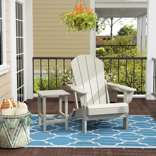 Vista 12 de WestinTrends Malibu - Juego de 2 sillas Adirondack con mesa auxiliar, asientos al aire libre para todo tipo de clima, silla plegable de plástico