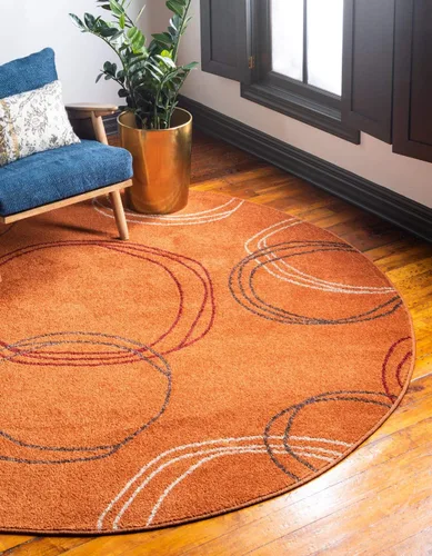 Vista 15 de Unique Loom - Tapete con diseño abstracto, informal, moderno y contemporáneo de la colección otoñal, rectangular de 2 x 3 pies, diseño con círculos