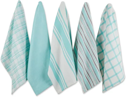 Vista 24 de DII Surtido Tejido, Juego de Paños de Cocina, 18x28 pulgadas, Verde Azulado, 5 Piezas