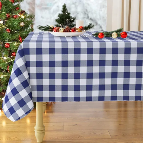 Vista 76 de misaya Mantel cuadrado de vinilo impermeable, mantel con parte trasera de franela de búfalo, mantel de plástico lavable para cena, cocina