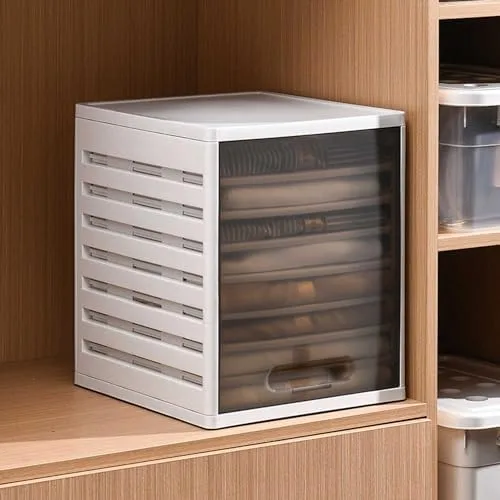 Vista 6 de Stackable Closet Organizer for Folded Clothes - 6 Partition Plastic Storage Bins with Lids, Drawer Organizer, Grey - Ideal for Efficient Closet