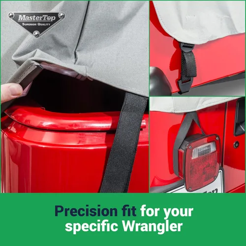 Vista 4 de MasterTop Cubierta de cabina con solapas de puerta Se adapta a Jeep YJ y TJ Wranglers 1992-2006 con parte superior suave o dura quitada Vinilo