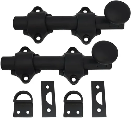 Vista 11 de QCAA Perno de puerta holandés de latón macizo, 12 pulgadas, negro mate, fabricado en Taiwán, 1 paquete