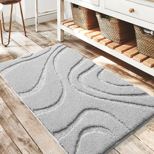 DEXDE Alfombras de baño de 20 x 32 pulgadas, alfombra de baño suave y esponjosa de microfibra, alfombras antideslizantes para el suelo del baño, Gris