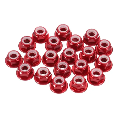 Vista 32 de MECCANIXITY 30 piezas de tuercas de bloqueo de aleación de aluminio M3 con paso de 0.5 mm, tuercas hexagonales con brida de nylon con rosca serrada
