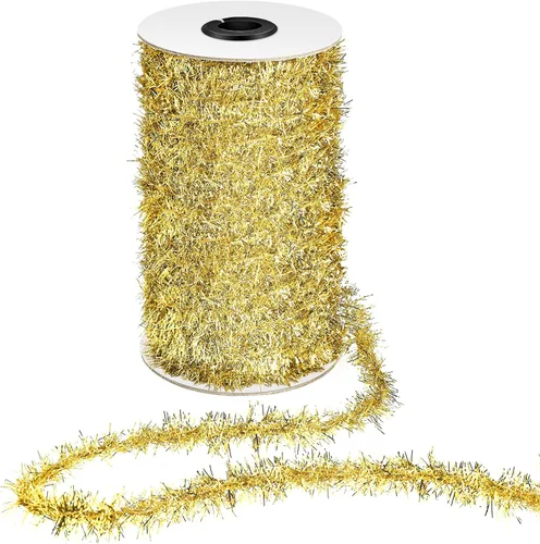 Canlierr Guirnalda de oropel de Navidad de 50 yardas con purpurina fina metálica para decoración de árbol de Navidad, fiesta de cumpleaños, boda,