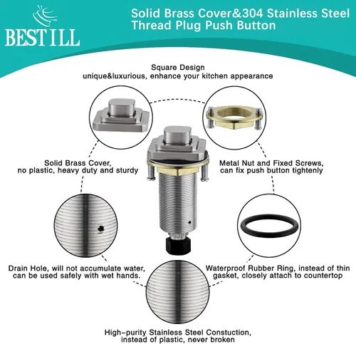 Vista 4 de BESTILL Kit de interruptor de aire para triturador de basura, certificado UL, botón inalámbrico de 3.6 pulgadas de largo, interruptor cuadrado