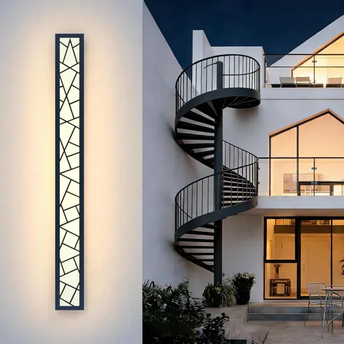 Vista 12 de Luces de Pared al Aire Libre 60cm Apliques de Pared Modernos al Aire Libre LED Apliques Largos de Pared Negros Luz de Porche Frontal Impermeable Luz