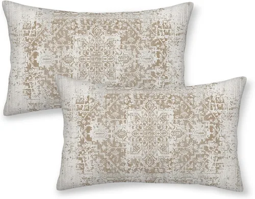 Vista 20 de BETGINY Fundas de almohada boho 12x20, almohadas decorativas al aire libre de diseño étnico azul y blanco para sofá, funda de cojín