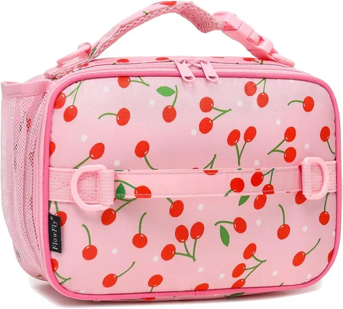 Vista 12 de Flowfly - Lonchera para niños, bolsa escolar aislada duradera con correa de hombro y soporte para botellas, minihielera térmica resistente al agua