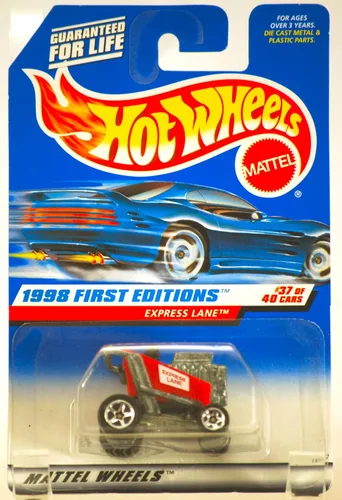 Hot Wheels 1998 - Mattel Express Lane (Red Racing Shopping Kart) - Primeras ediciones de 1998 N.º 37 de 40 coches - Escala 1:64 Metal fundido a