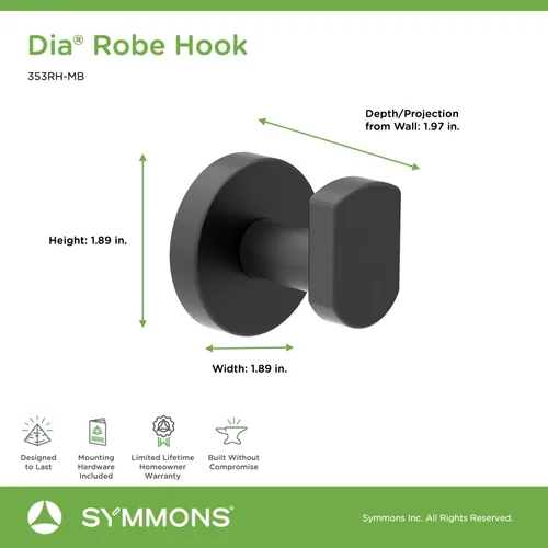 Vista 12 de Symmons 35AC4BUNDLEMB - Juego de 4 piezas de accesorios de baño para montaje en pared, color negro mate Mate negro