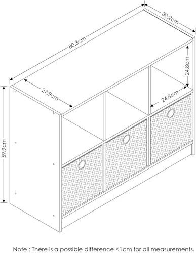 Vista 3 de Furinno Paquete de estantería y mesa auxiliar con contenedores y cajones (roble francés gris/negro)