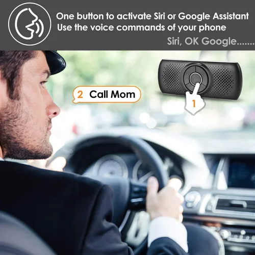 Vista 3 de Altavoz Bluetooth con clip para visera para automóvil, altavoces inalámbricos manos libres de TIANSHILI con sonido estéreo, graves mejorados