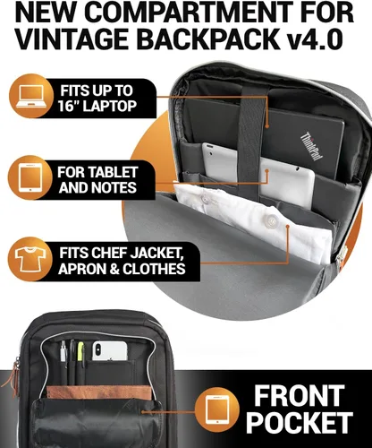 Vista 4 de Chef Sac Mochila vintage para cuchillos de chef, más de 30 bolsillos para cuchillos y herramientas de chef, funda de transporte de cuchillos