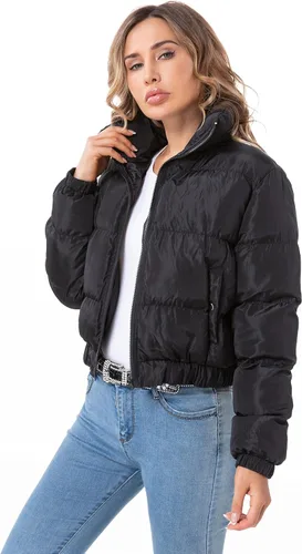 Vista 2 de Chaqueta acolchada para mujer, casual, manga larga, chaqueta bomber con cremallera completa, abrigo de invierno acolchado