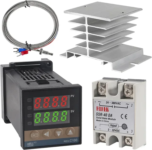 Vista 7 de UMLIFE PID Controlador de temperatura REX-C100 REX C100 Kit de termostato de alto voltaje 100ACV a 240ACV+ Relé SSR SSR-25DA+ K Termostato Sonda
