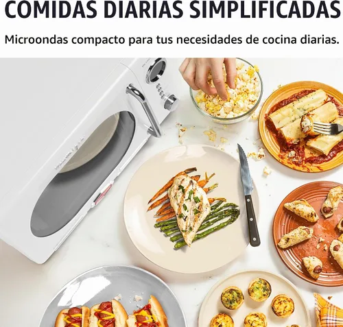 Vista 7 de Nostalgia Horno microondas compacto retro para encimera, 0.7 pies cúbicos, 700 vatios con pantalla digital LED, bloqueo para niños, interior fácil