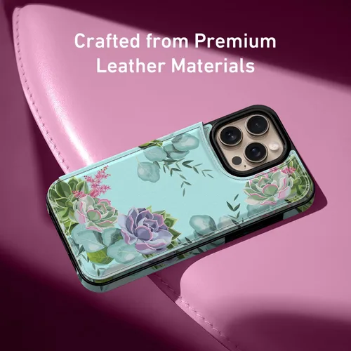 Vista 96 de LETO para iPhone 15 Pro Funda tipo cartera - Tapa tipo folio con patada - Diseños de moda - Tarjetero - Funda protectora para mujeres y niñas - 6.1