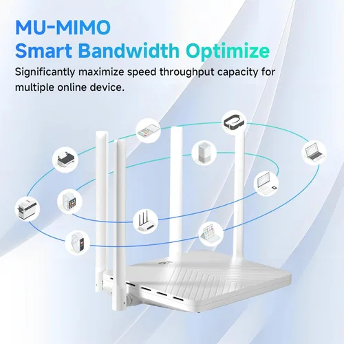 Vista 5 de Router WiFi DBIT AC1200 2.4GHz +5GHz de doble banda MU-MIMO con 4 puertos Gigabit Ethernet, 4 x 5dBi antenas, modo puente y repetidor, EasyMesh, red